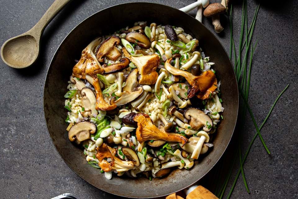 Risotto met M. Cantharellen & M. Shimeji